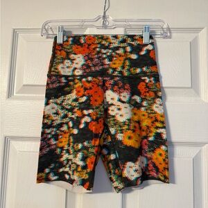 Aerie Floral Athletic Shorts - Orange, Black, White